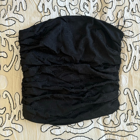 MIAOU Jacquard Ruched Corset Top - Black - Picture 4 of 5